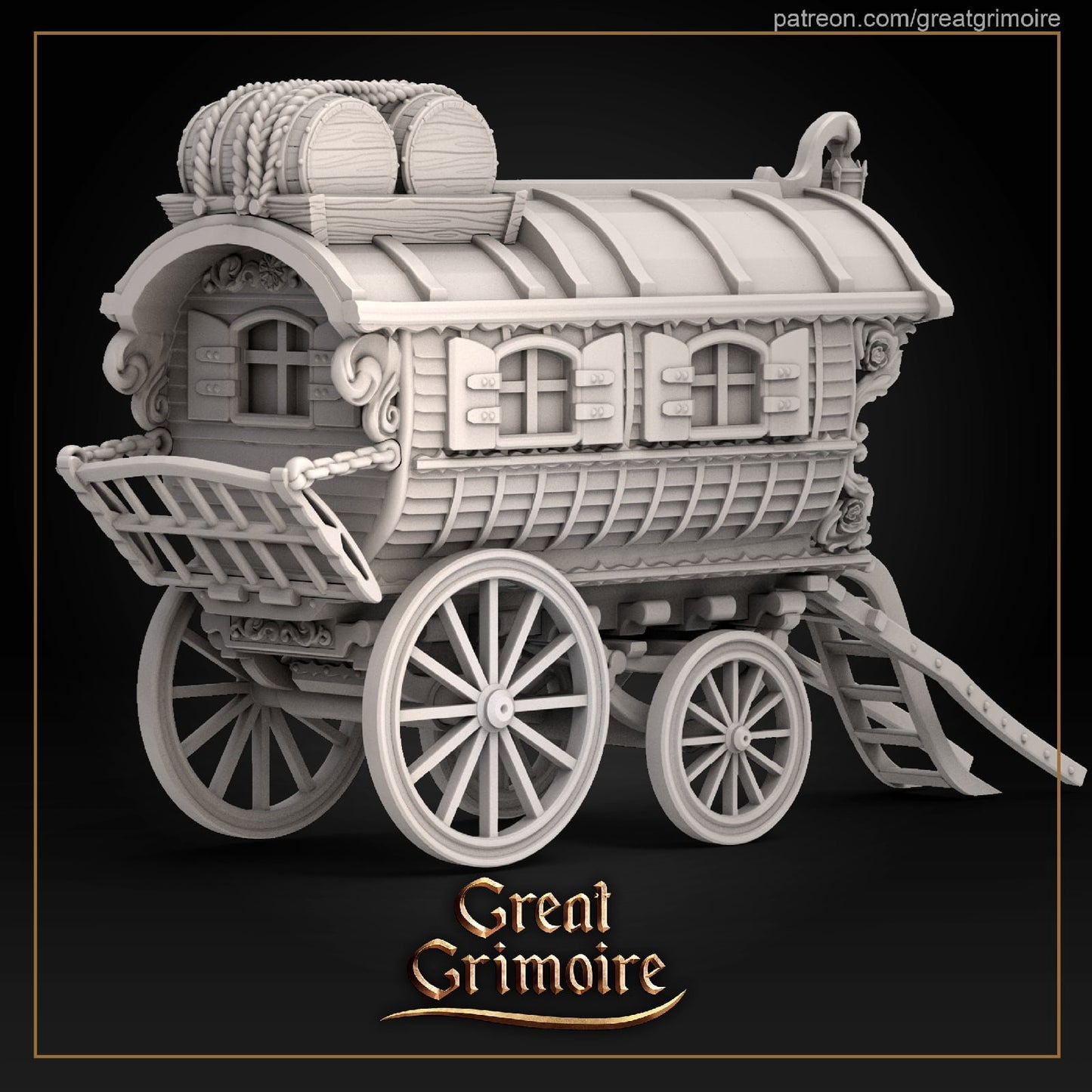 Dale and his Carriage - Great Grimoire Printed Miniature | Dungeons & Dragons | Pathfinder | Tabletop