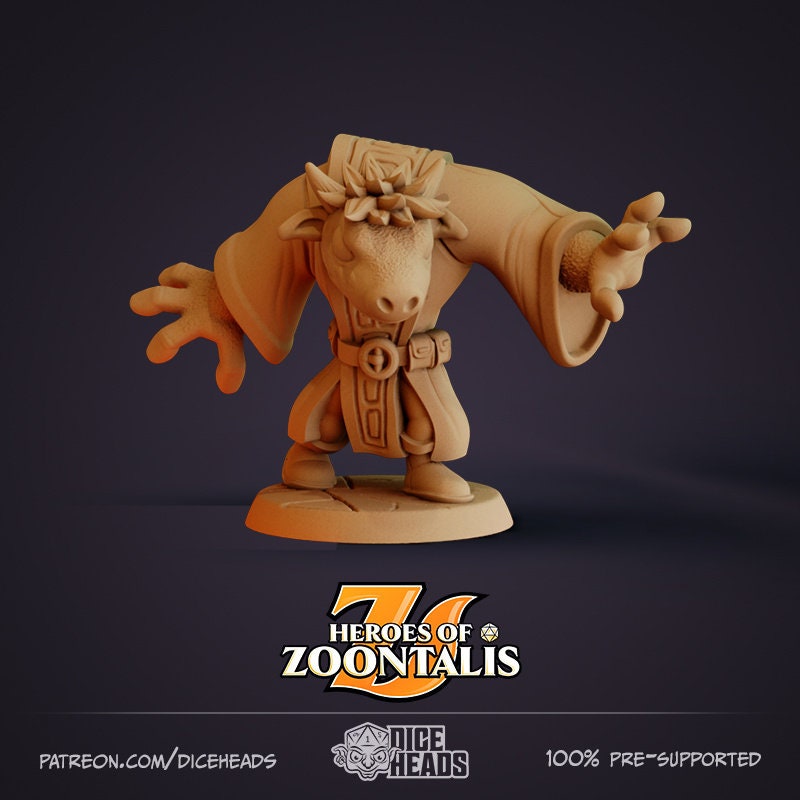 Bison Sorcerer, Buffalo - Dice Heads Printed Miniatures | Dungeons & Dragons | Pathfinder | Tabletop