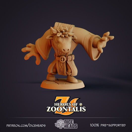 Bison Sorcerer, Buffalo - Dice Heads Printed Miniatures | Dungeons & Dragons | Pathfinder | Tabletop