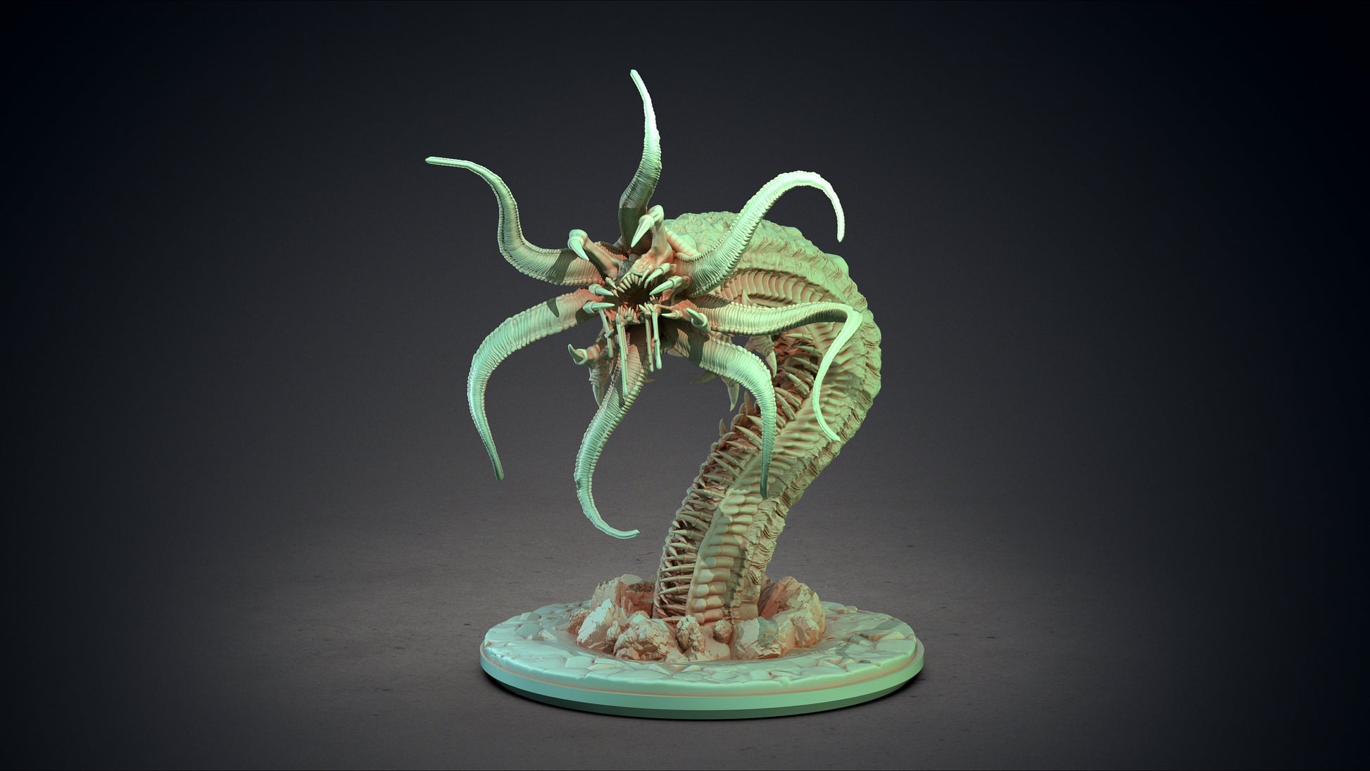 Chthonian Worm Monster Painted Model - Clay Cyanide Printed Miniature | Dungeons & Dragons | Pathfinder | Tabletop