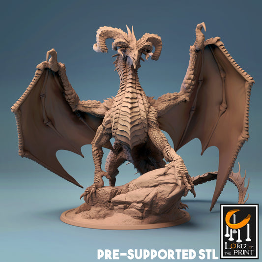 Elder Black Dragon - Lord of the Print Miniature | Dungeons & Dragons | Pathfinder | Tabletop