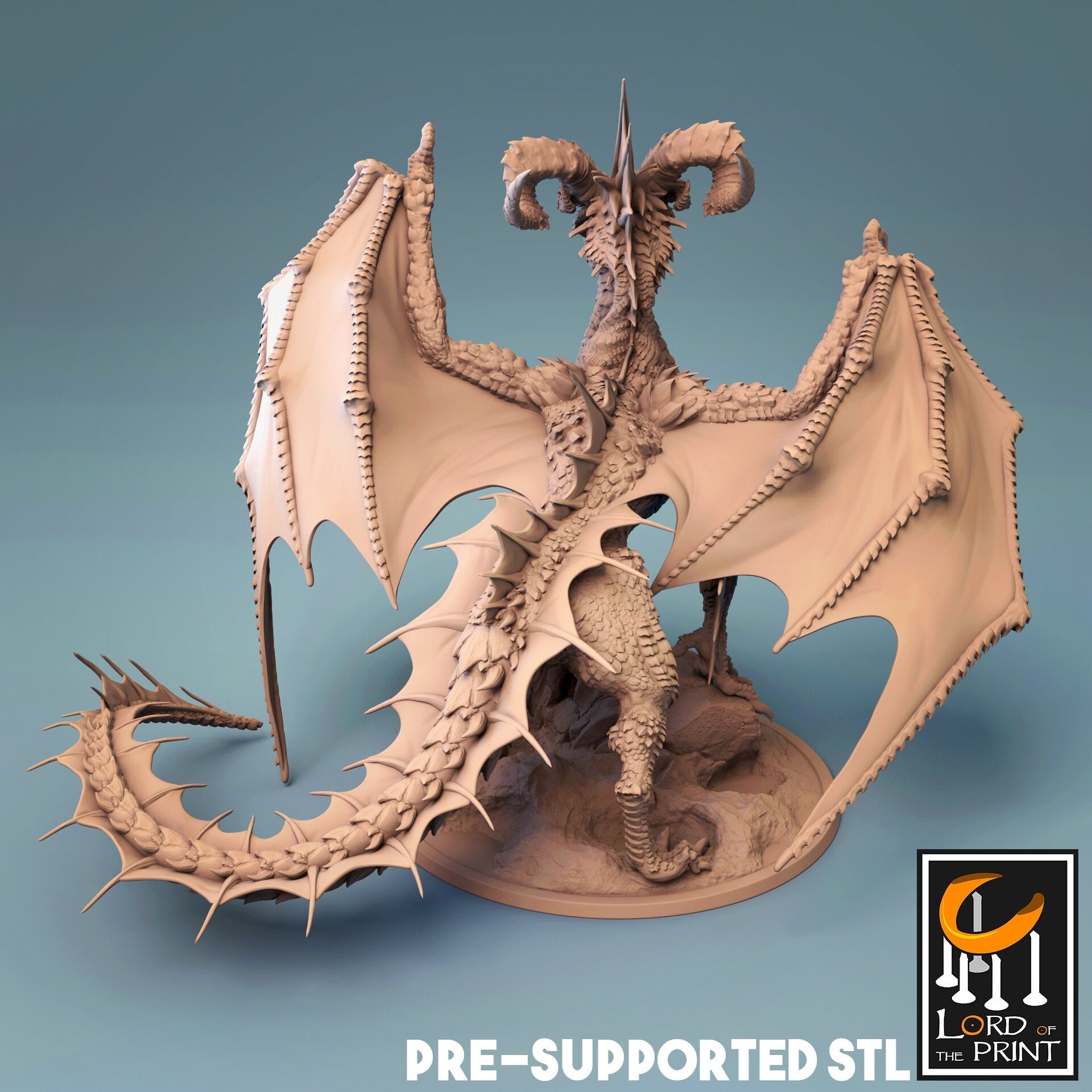 Elder Black Dragon - Lord of the Print Miniature | Dungeons & Dragons | Pathfinder | Tabletop