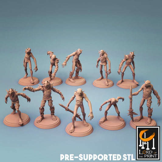 Goblin Army Bundle - 10 Lord of the Print Miniatures | Dungeons & Dragons | Pathfinder | Tabletop