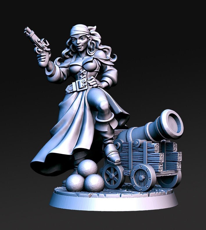 Shelly the Pirate Swashbuckler - RN Estudio Printed Miniature | Dungeons & Dragons | Pathfinder | Tabletop