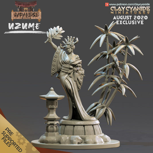 Uzume, Goddess - Clay Cyanide Printed Miniature | Dungeons & Dragons | Pathfinder | Tabletop