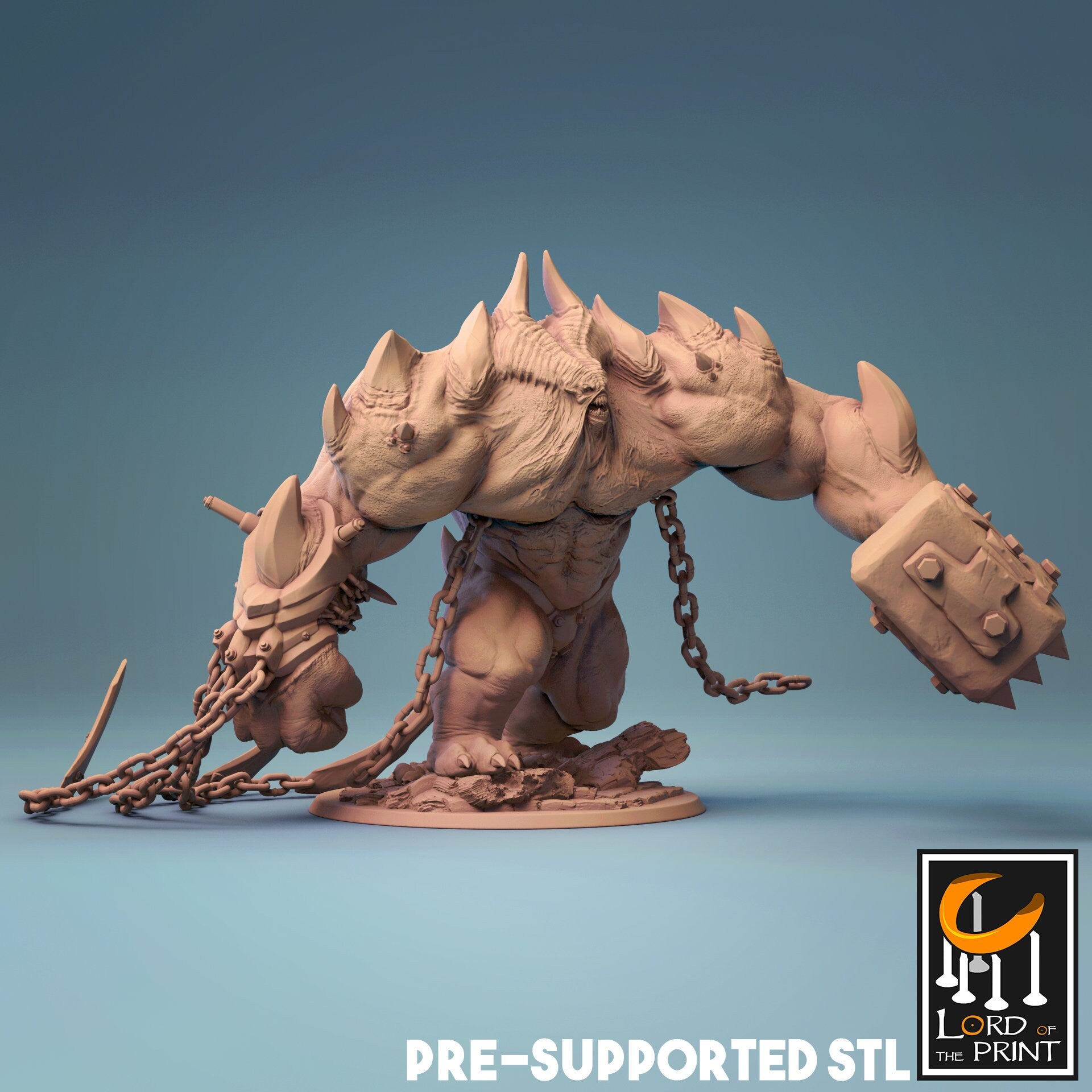 Zombie Behemoth with Hammer - Lord of the Print Miniature | Dungeons & Dragons | Pathfinder | Tabletop