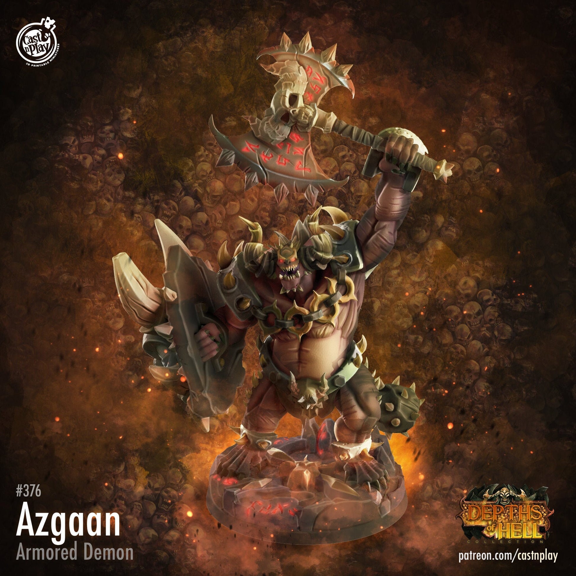 Azgaan, Demon - Cast n Play Printed Miniature | Dungeons & Dragons | Pathfinder | Tabletop