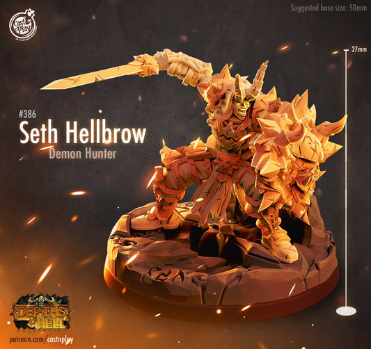 Seth Hellbrow, Warrior - Cast n Play Printed Miniature | Dungeons & Dragons | Pathfinder | Tabletop