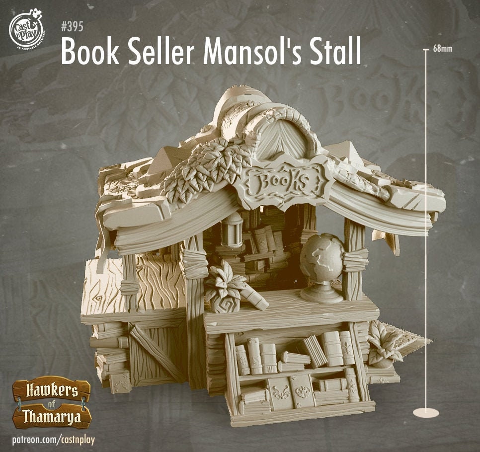 Town Bookshop Painted Model - Cast n Play Printed Miniature | Dungeons & Dragons | Pathfinder | Tabletop