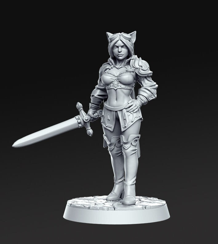 Ambar, Fighter - RN Estudio Printed Miniature | Dungeons & Dragons | Pathfinder | Tabletop