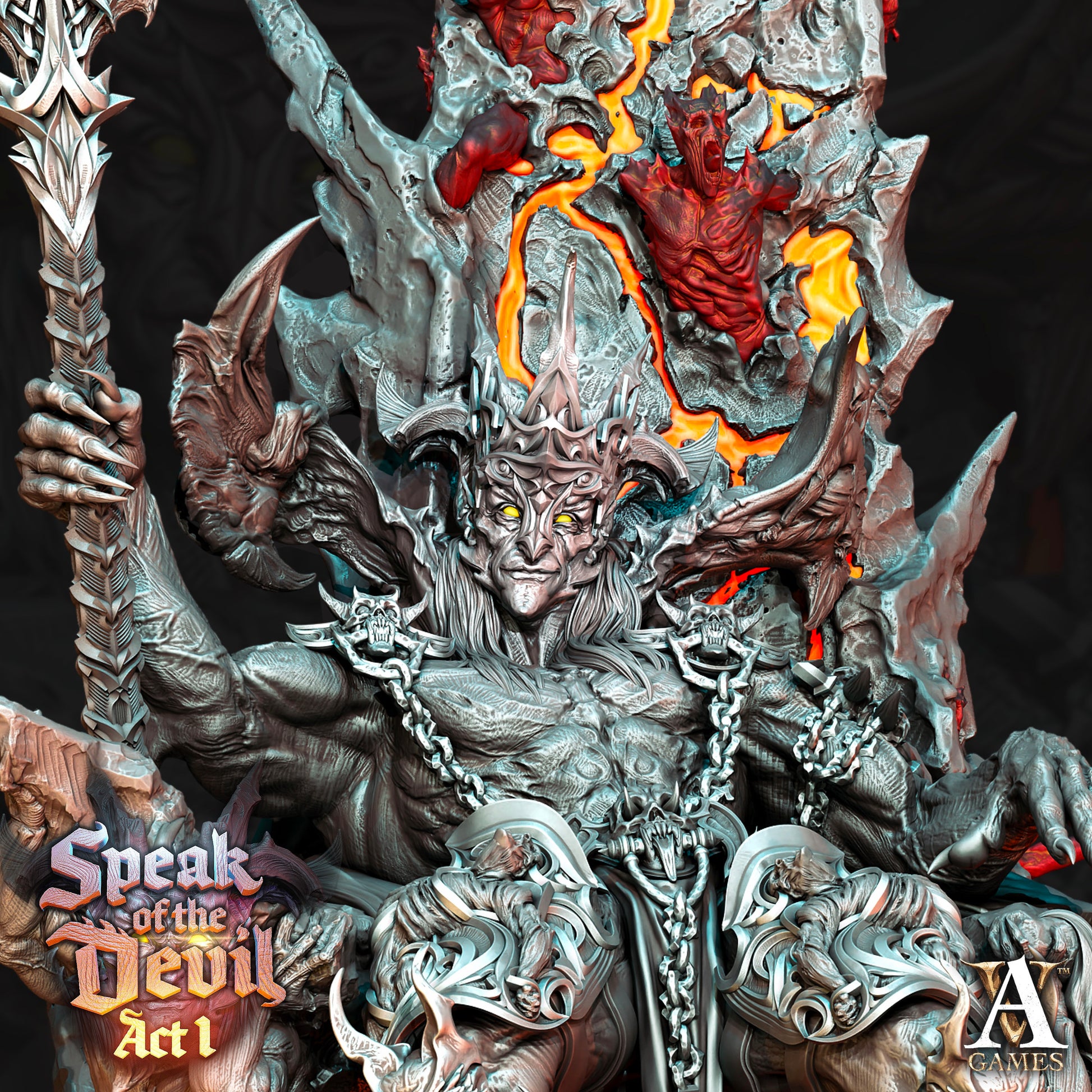 Asmodeus, Devil King Painted Model - Archvillain Games Printed Miniature | Dungeons & Dragons | Pathfinder | Tabletop