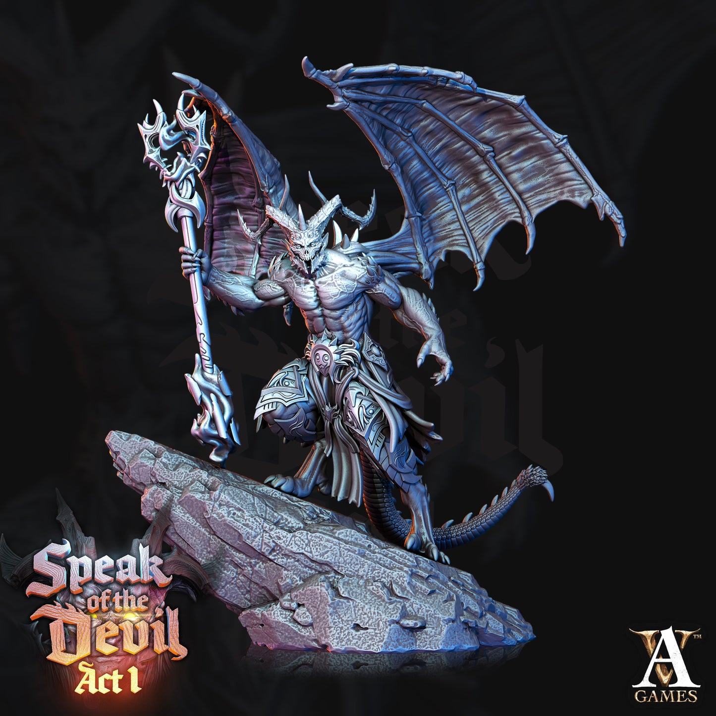 Horned Devil Painted Model - Archvillain Games Printed Miniature | Dungeons & Dragons | Pathfinder | Tabletop