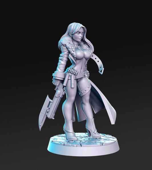 Trish, Sci Fi Gunslinger - RN Estudio Printed Miniature | Dungeons & Dragons | Pathfinder | Tabletop