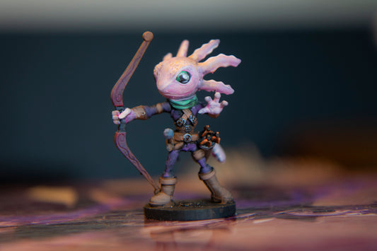 Axolotl Ranger Painted Model - Dice Heads Printed Miniatures | Dungeons & Dragons | Pathfinder | Tabletop