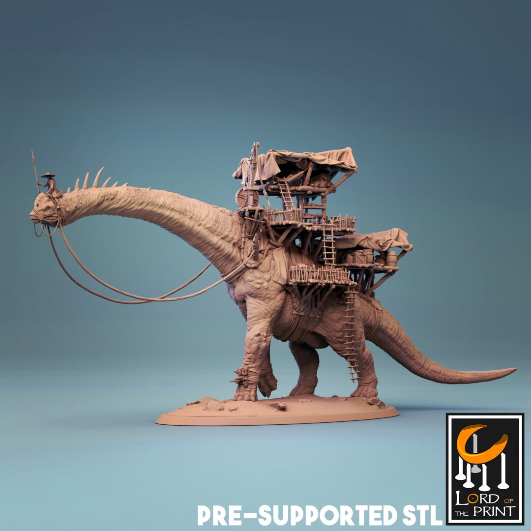 Massive Brachiosaurus Caravan - Lord of the Print Miniature | Dungeons & Dragons | Pathfinder | Tabletop