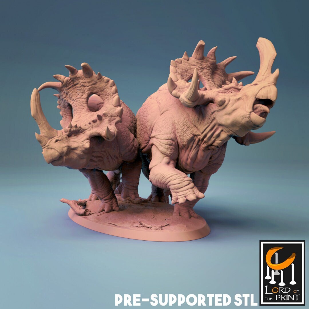 Sinoceratops Pack Painted Model - Lord of the Print Miniature | Dungeons & Dragons | Pathfinder | Tabletop