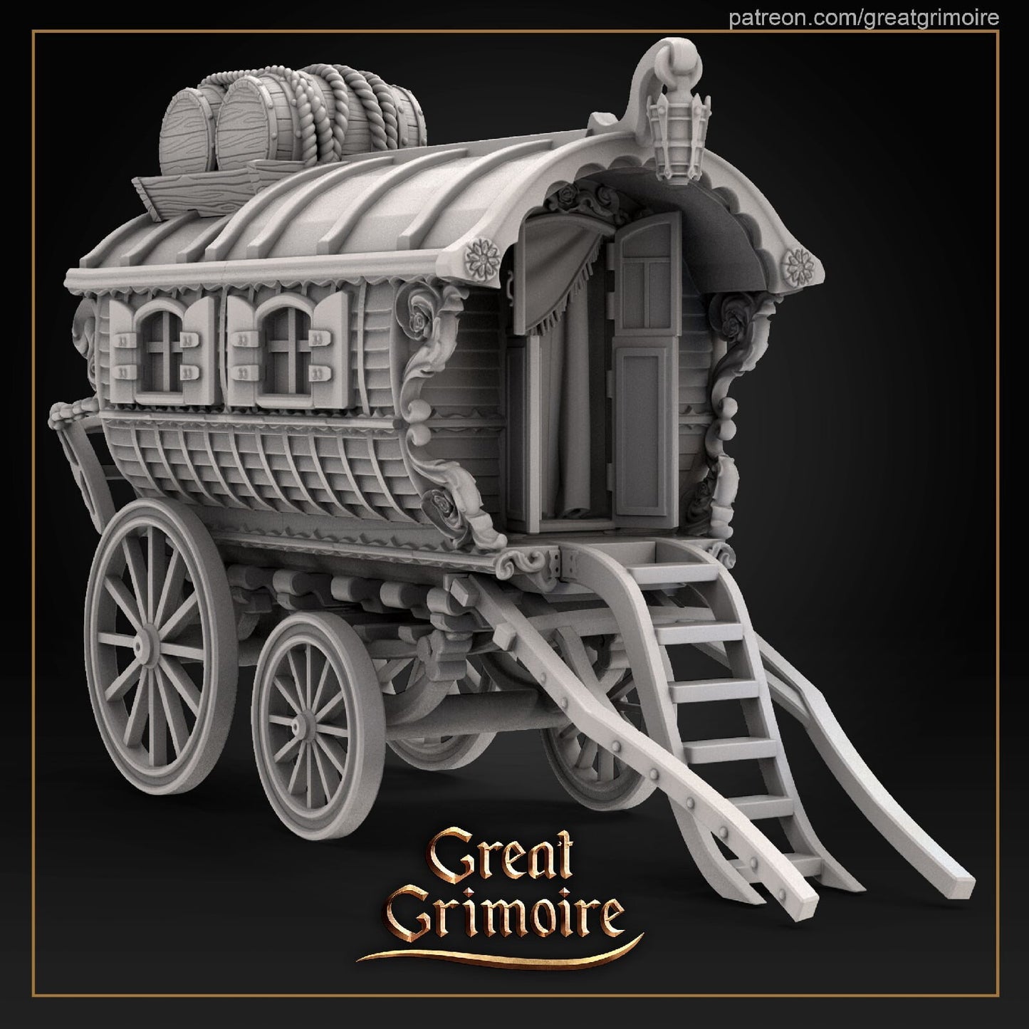 Dale and his Carriage - Great Grimoire Printed Miniature | Dungeons & Dragons | Pathfinder | Tabletop