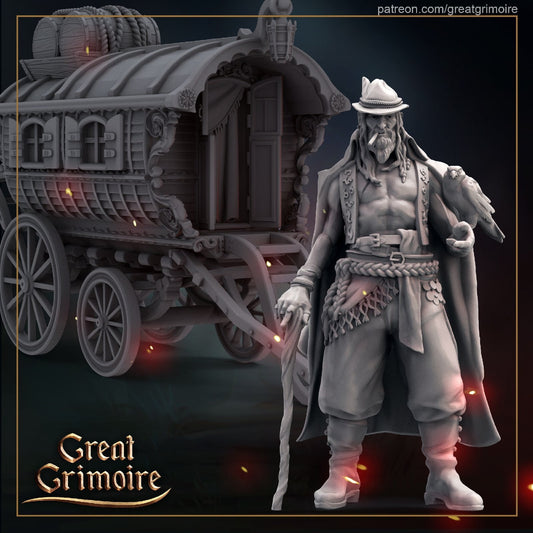 Dale and his Carriage - Great Grimoire Printed Miniature | Dungeons & Dragons | Pathfinder | Tabletop