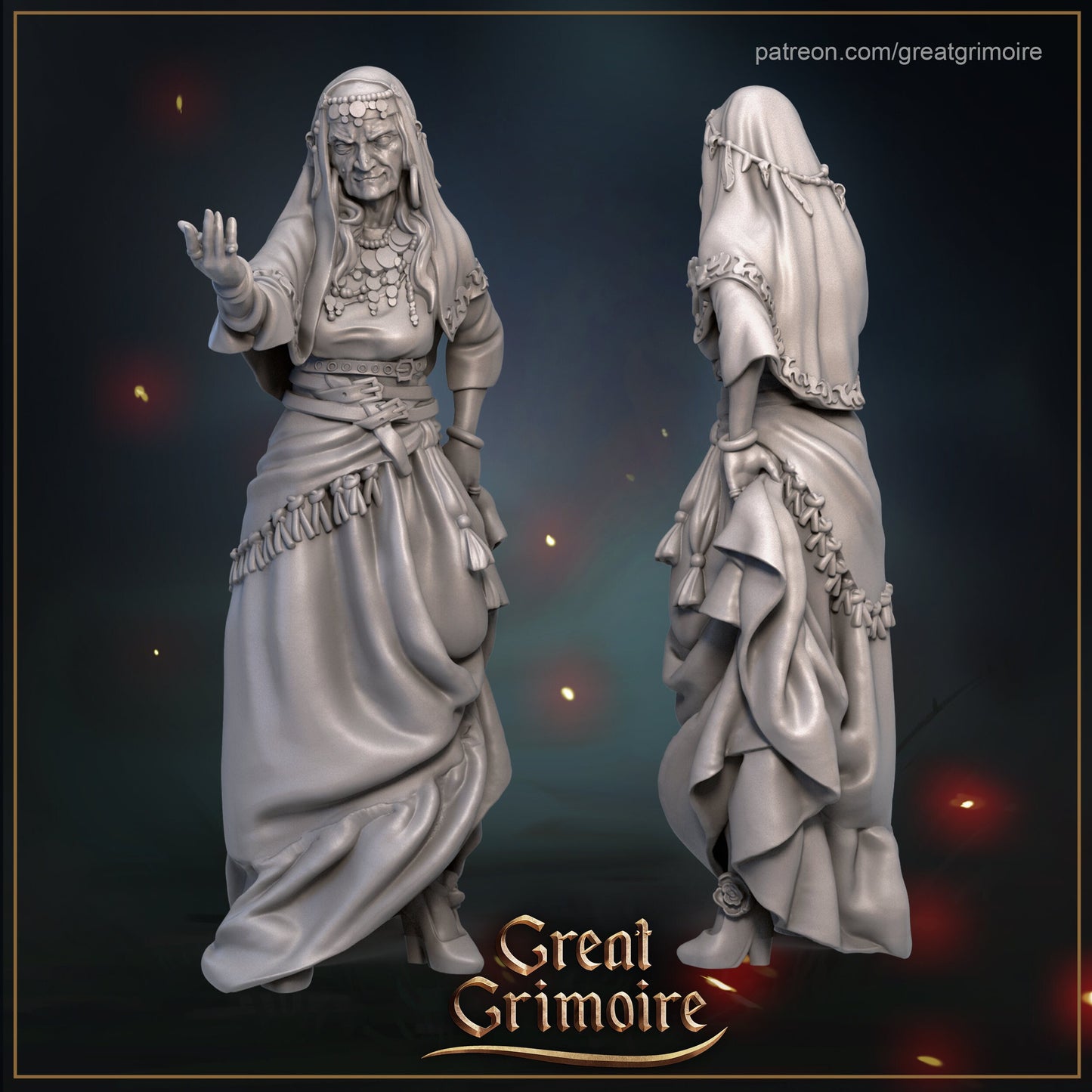 Madame Astra, Hag Painted Model - Great Grimoire Printed Miniature | Dungeons & Dragons | Pathfinder | Tabletop