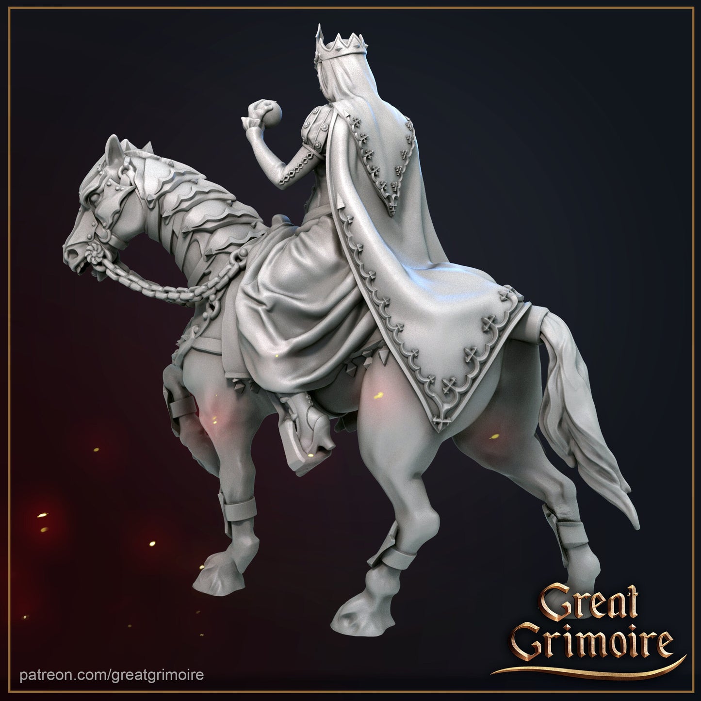 Paladin Rider - Great Grimoire Printed Miniature | Dungeons & Dragons | Pathfinder | Tabletop