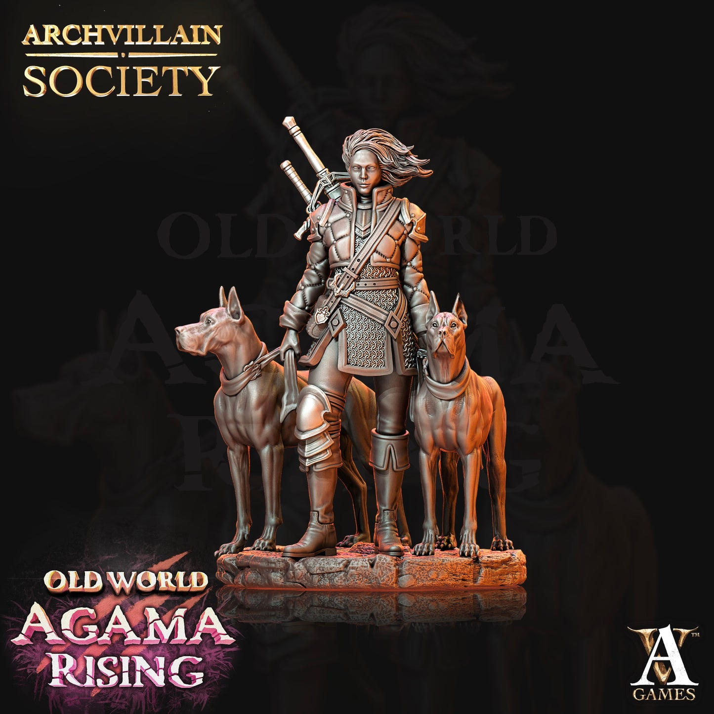 Tanya, Hound Master - Archvillain Games Printed Miniature | Dungeons & Dragons | Pathfinder | Tabletop