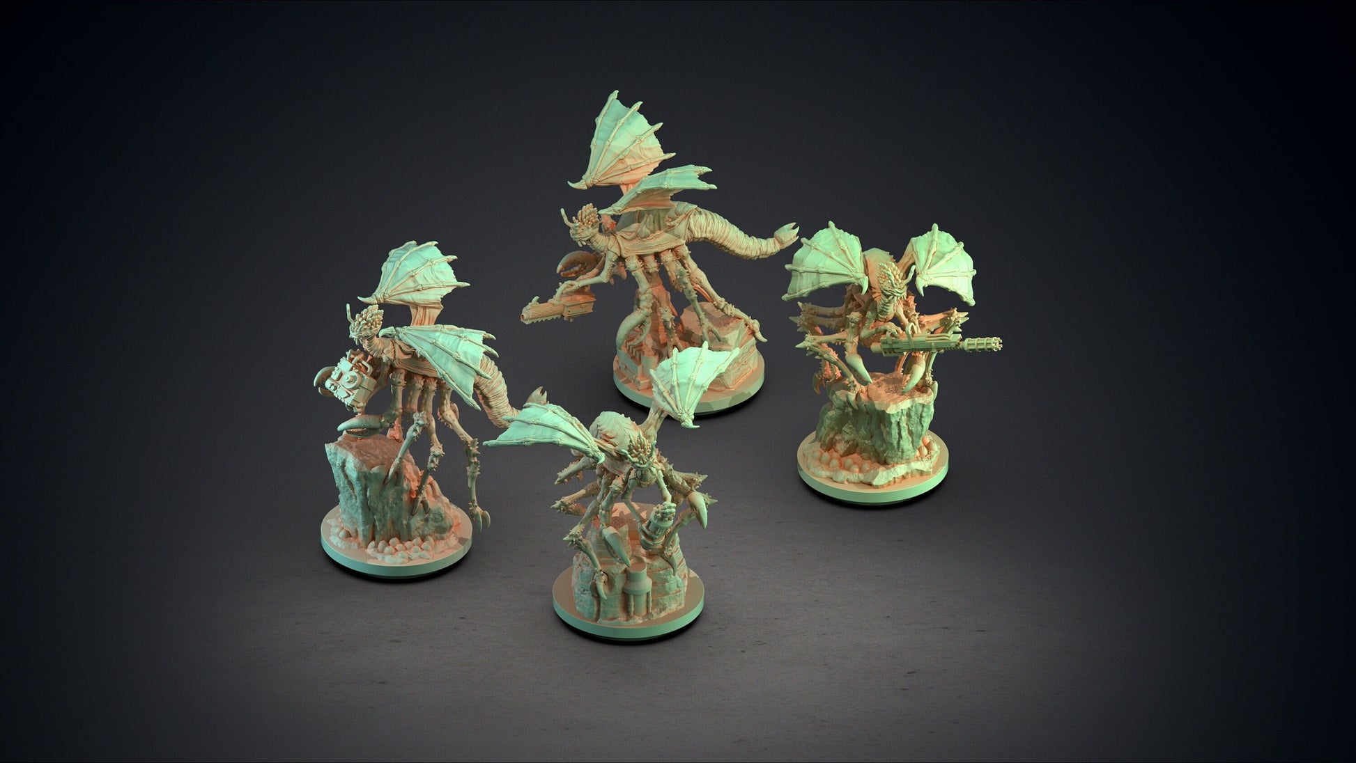 Mi-go Insectoid Bundle - 4 Clay Cyanide Printed Miniatures | Dungeons & Dragons | Pathfinder | Tabletop