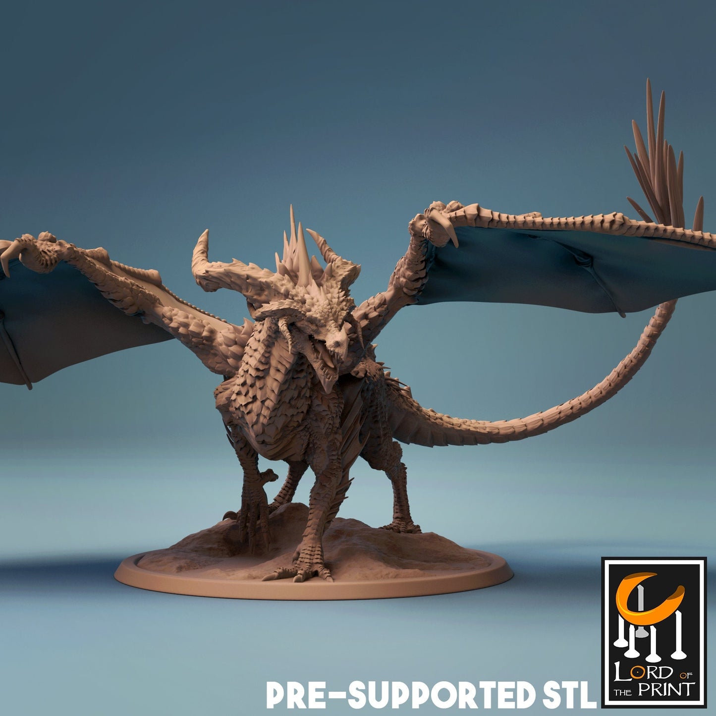 Adult Black Dragon Painted Model - Lord of the Print Miniature | Dungeons & Dragons | Pathfinder | Tabletop