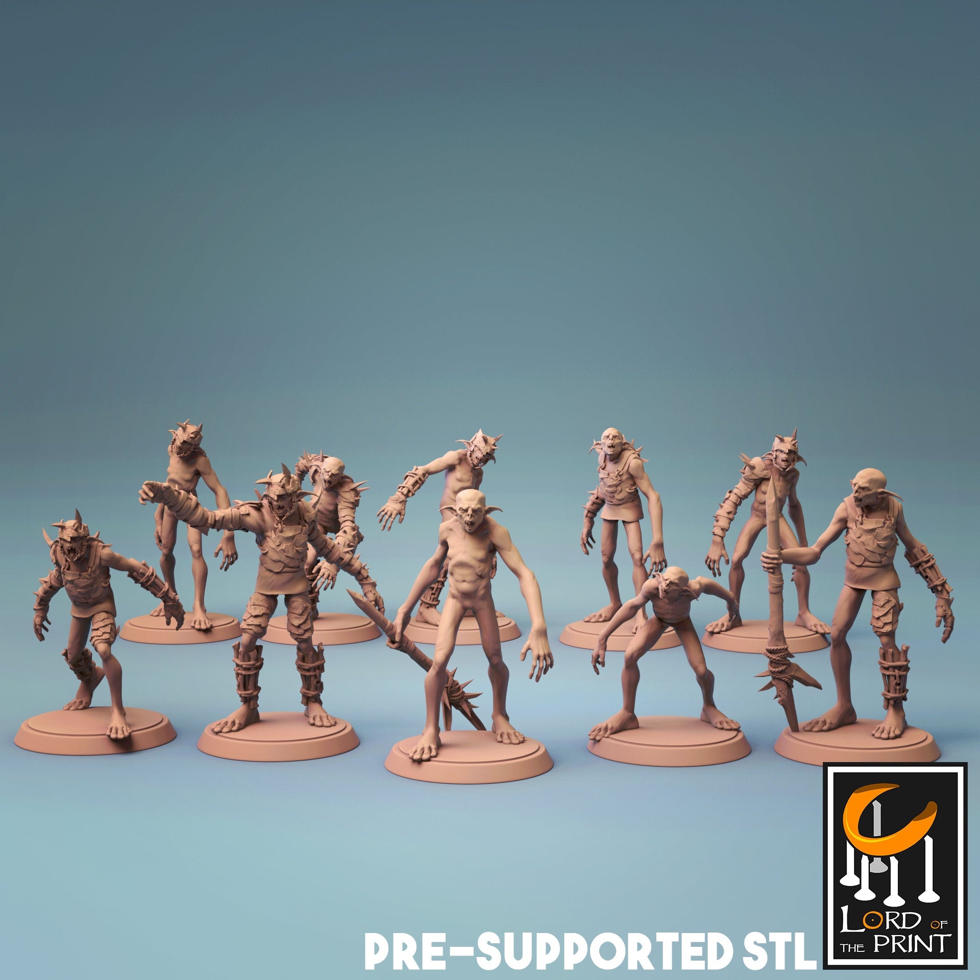 Goblin Army Bundle - 10 Lord of the Print Miniatures | Dungeons & Dragons | Pathfinder | Tabletop