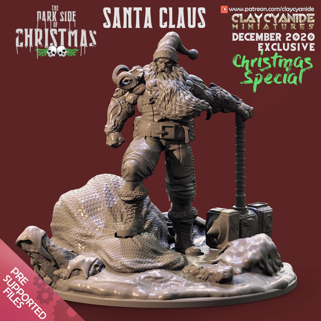 Santa Claus Painted Model - Clay Cyanide Printed Miniature | Dungeons & Dragons | Pathfinder | Tabletop