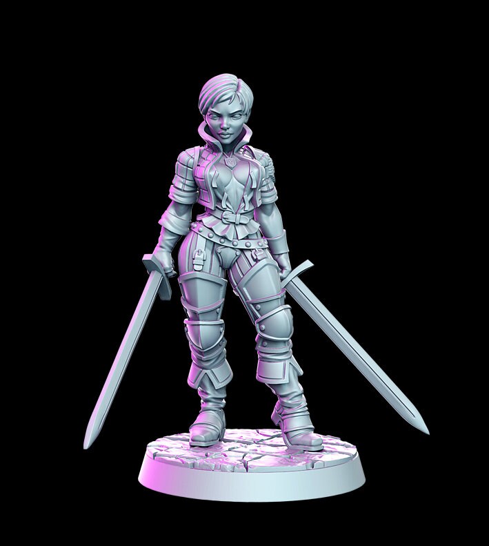 Daena, Female Fighter - RN Estudio Printed Miniature | Dungeons & Dragons | Pathfinder | Tabletop