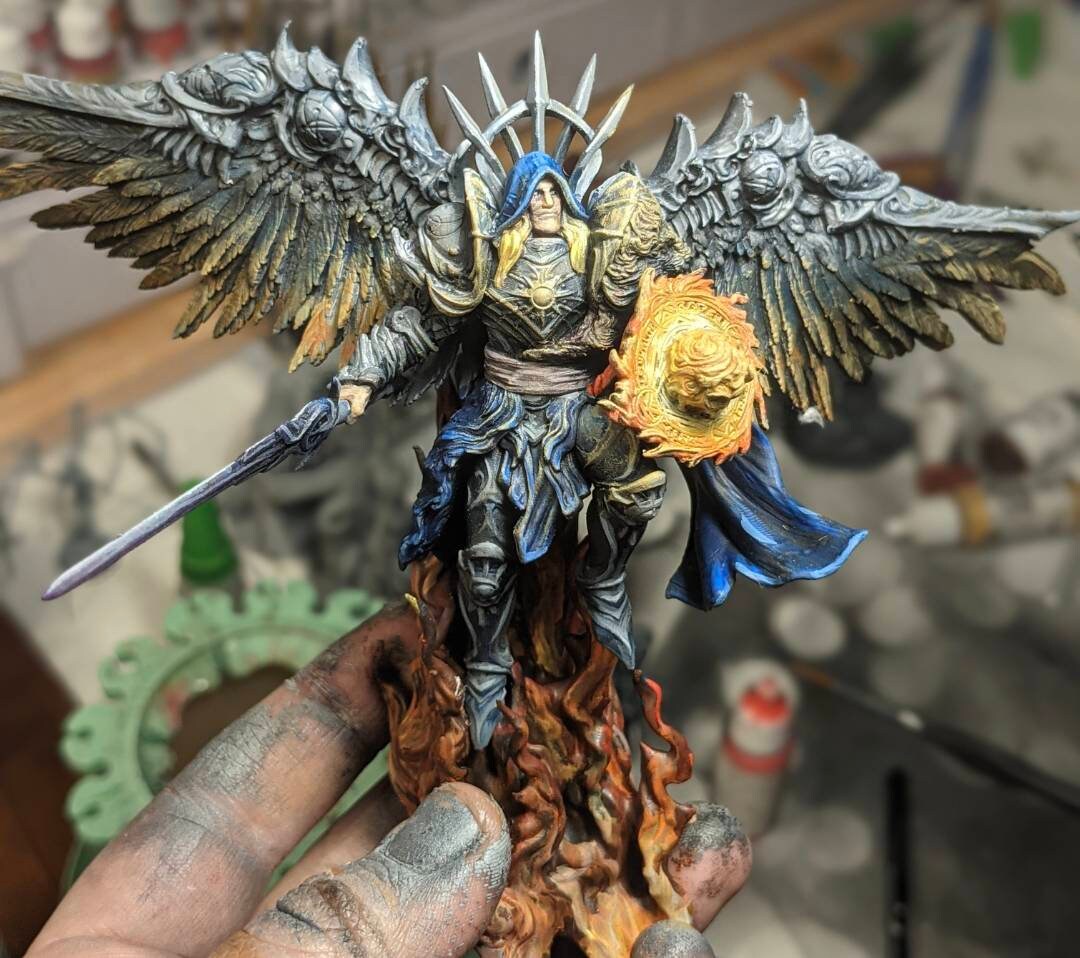 Omniel, Male Celestial Angel Painted Model - Archvillain Games Printed Miniature | Dungeons & Dragons | Pathfinder | Tabletop