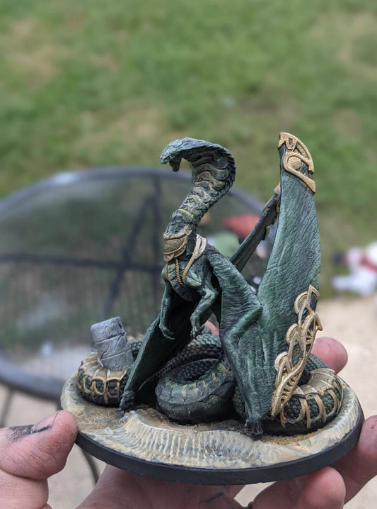 Cobra Dragon Painted Model - Archvillain Games Printed Miniature | Dungeons & Dragons | Pathfinder | Tabletop