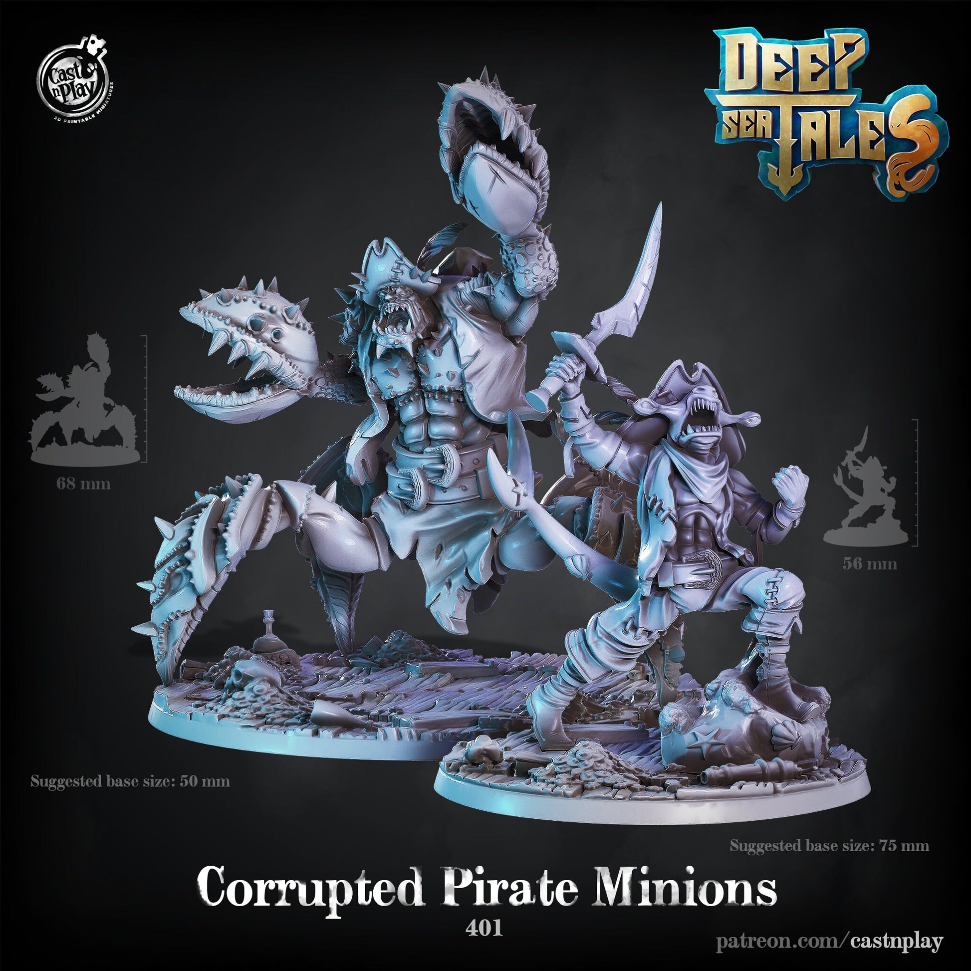 Corrupted Pirate Minions Painted Models - Cast n Play Printed Miniatures | Dungeons & Dragons | Pathfinder | Tabletop
