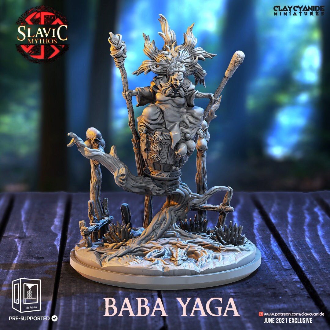 Baba Yaga Painted Model - Clay Cyanide Printed Miniature | Dungeons & Dragons | Pathfinder | Tabletop