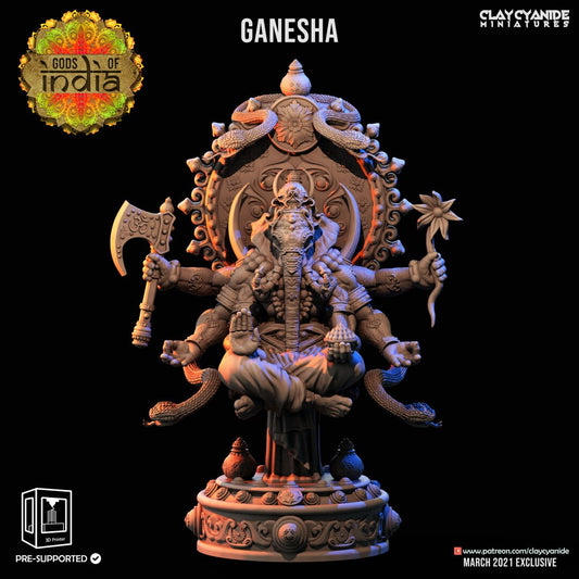 Ganesha - Clay Cyanide Printed Miniature | Dungeons & Dragons | Pathfinder | Tabletop