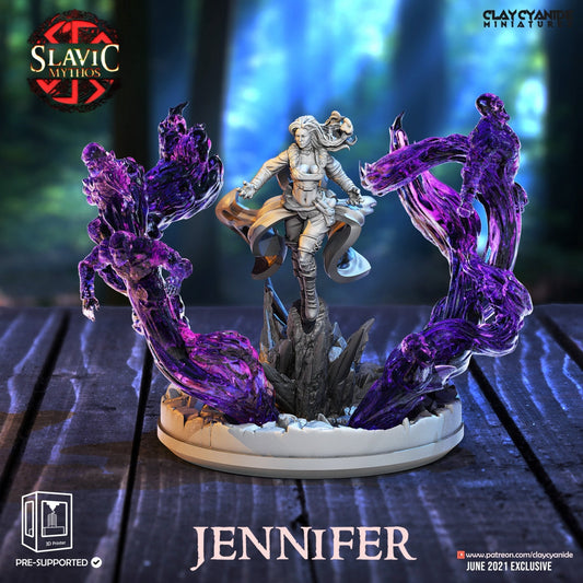 Jennifer, Sorceress - Clay Cyanide Printed Miniature | Dungeons & Dragons | Pathfinder | Tabletop