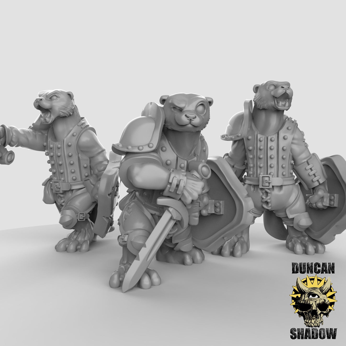 Otter Swordsmen - Duncan Shadow Printed Miniature | Dungeons & Dragons | Pathfinder | Tabletop