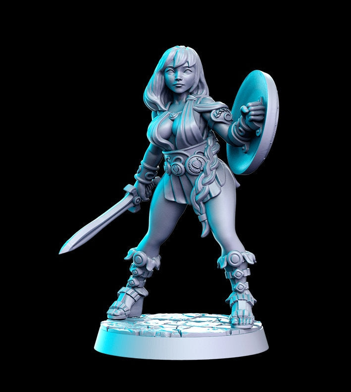 Artemisa, Shieldmaiden Painted Model - RN Estudio Printed Miniature | Dungeons & Dragons | Pathfinder | Tabletop