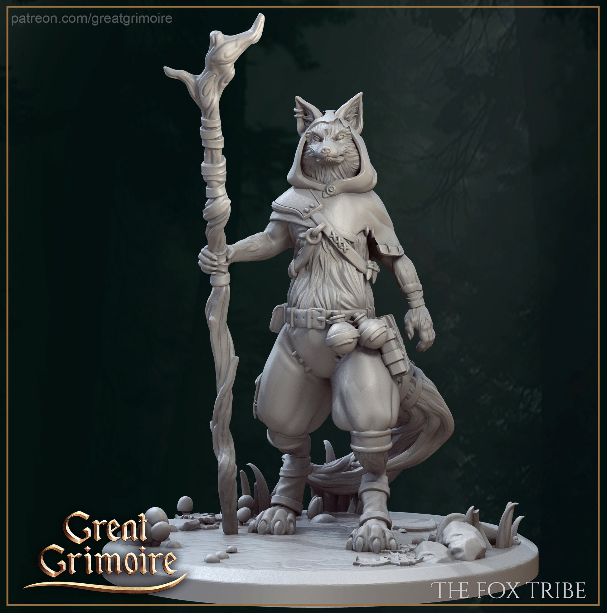 Rue the Fox Elder Painted Model - Great Grimoire Printed Miniature | Dungeons & Dragons | Pathfinder | Tabletop