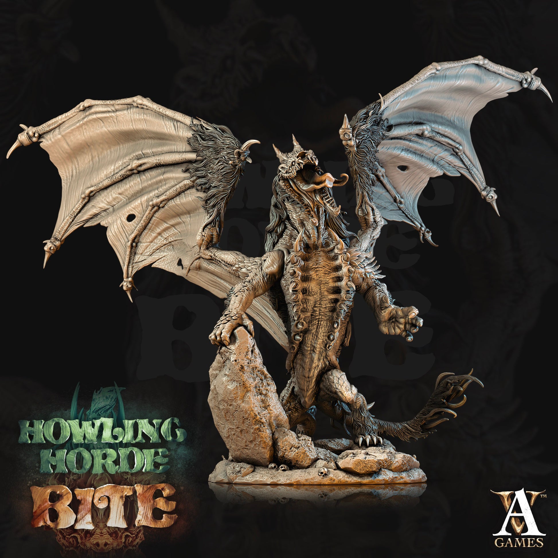 Hyena Dragon Painted Model - Archvillain Games Printed Miniatures | Dungeons & Dragons | Pathfinder | Tabletop