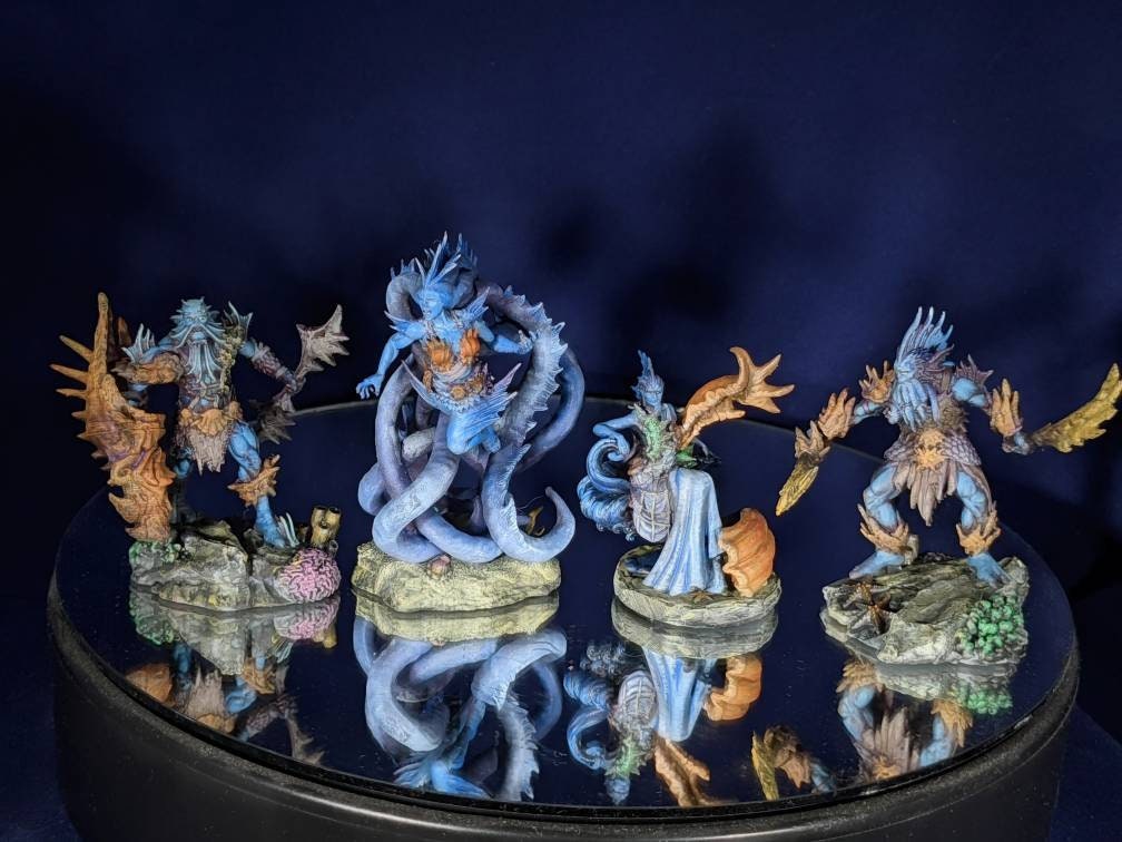 Triton Tribe Leaders - 4 Archvillain Games Printed Miniatures | Dungeons & Dragons | Pathfinder | Tabletop