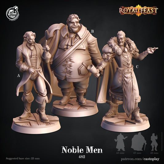 Noble Men Townsfolk - 3 Cast n Play Printed Miniatures | Dungeons & Dragons | Pathfinder | Tabletop