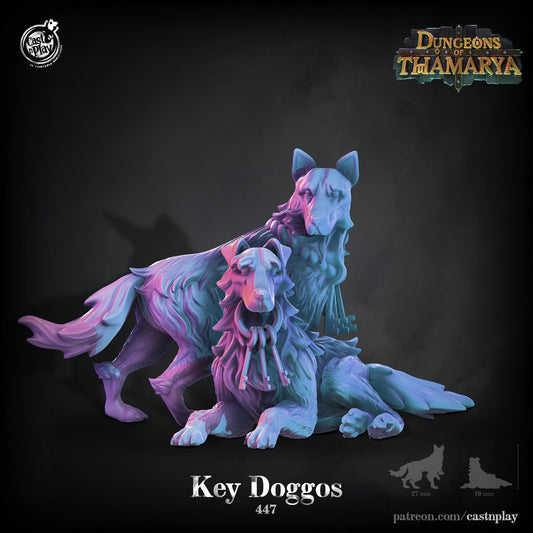 Key Dogs, Dungeon Doggos - 2 Cast n Play Printed Miniatures | Dungeons & Dragons | Pathfinder | Tabletop