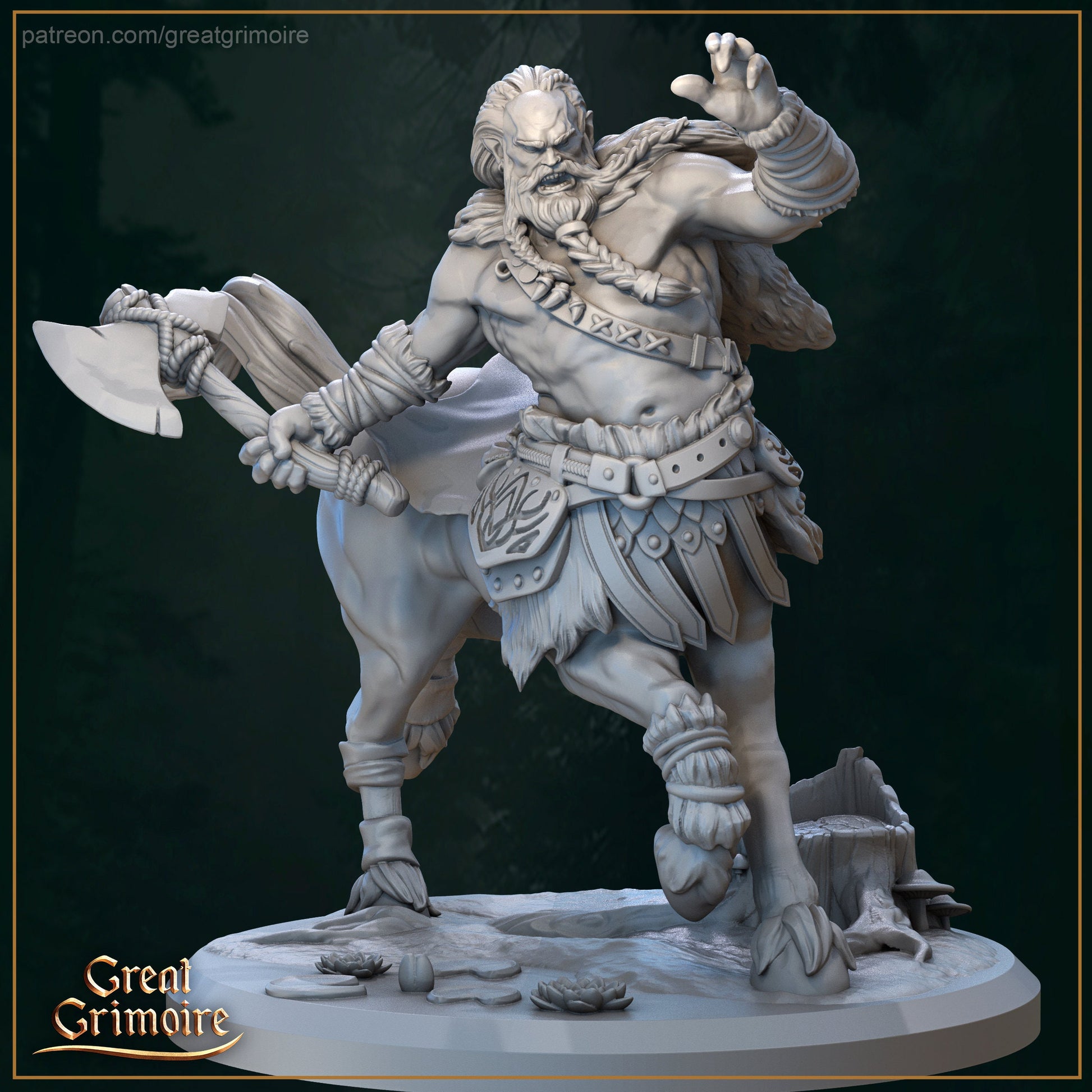 Krataros, Centaur Barbarian Painted Model - Great Grimoire Printed Miniature | Dungeons & Dragons | Pathfinder | Tabletop