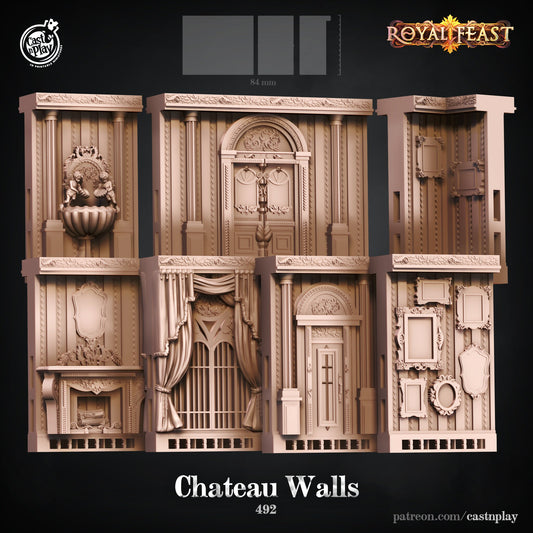 Chateau Walls - 7 Cast n Play Printed Terrain Pieces | Dungeons & Dragons | Pathfinder | Tabletop