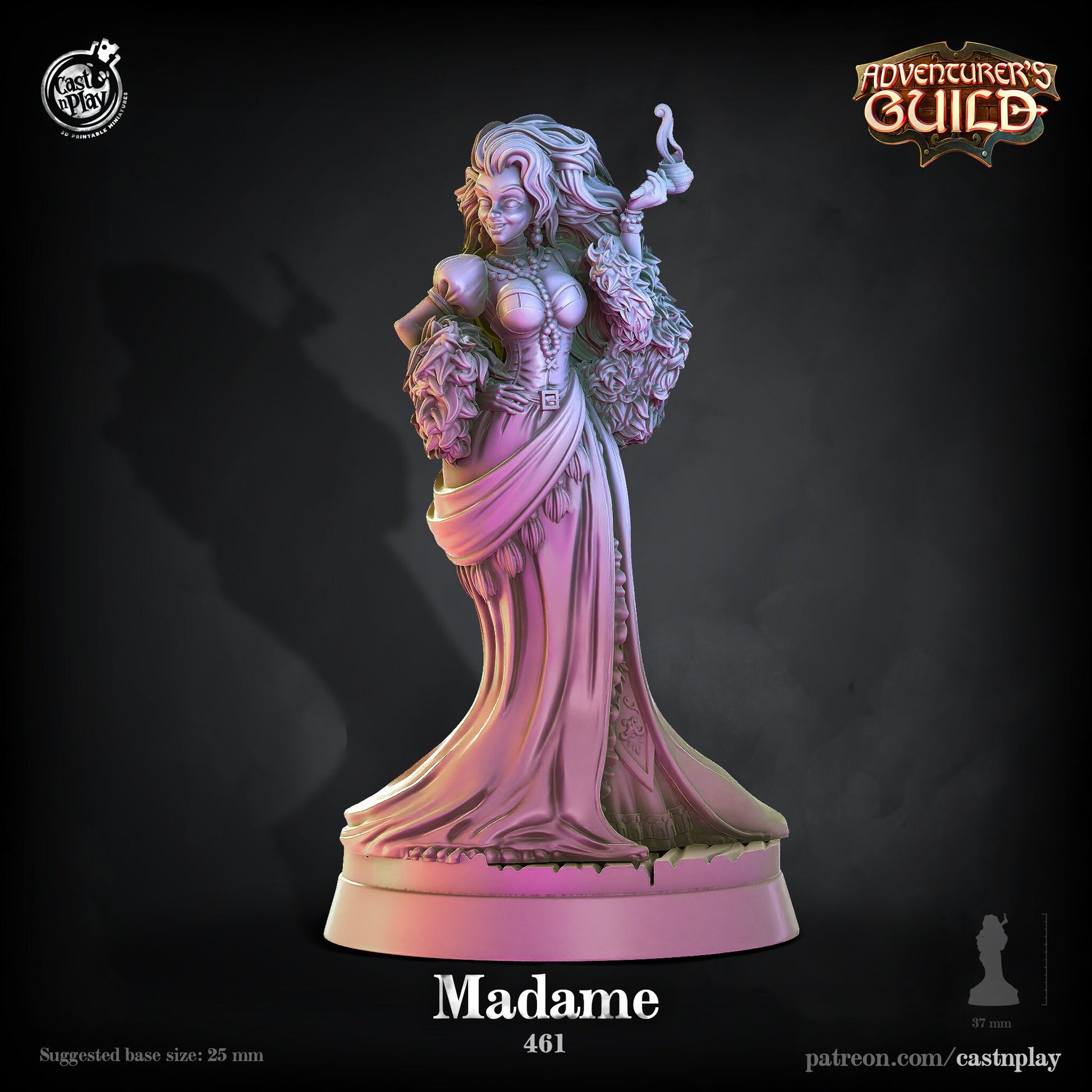 Madame, Tavern Customer - Cast n Play Printed Miniature | Dungeons & Dragons | Pathfinder | Tabletop