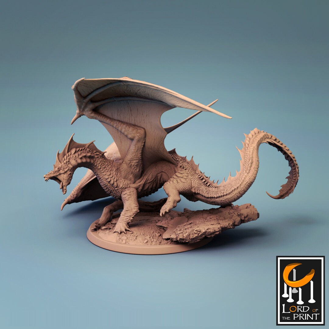 Young Brine Dragon - Lord of the Print Miniature | Dungeons & Dragons | Pathfinder | Tabletop