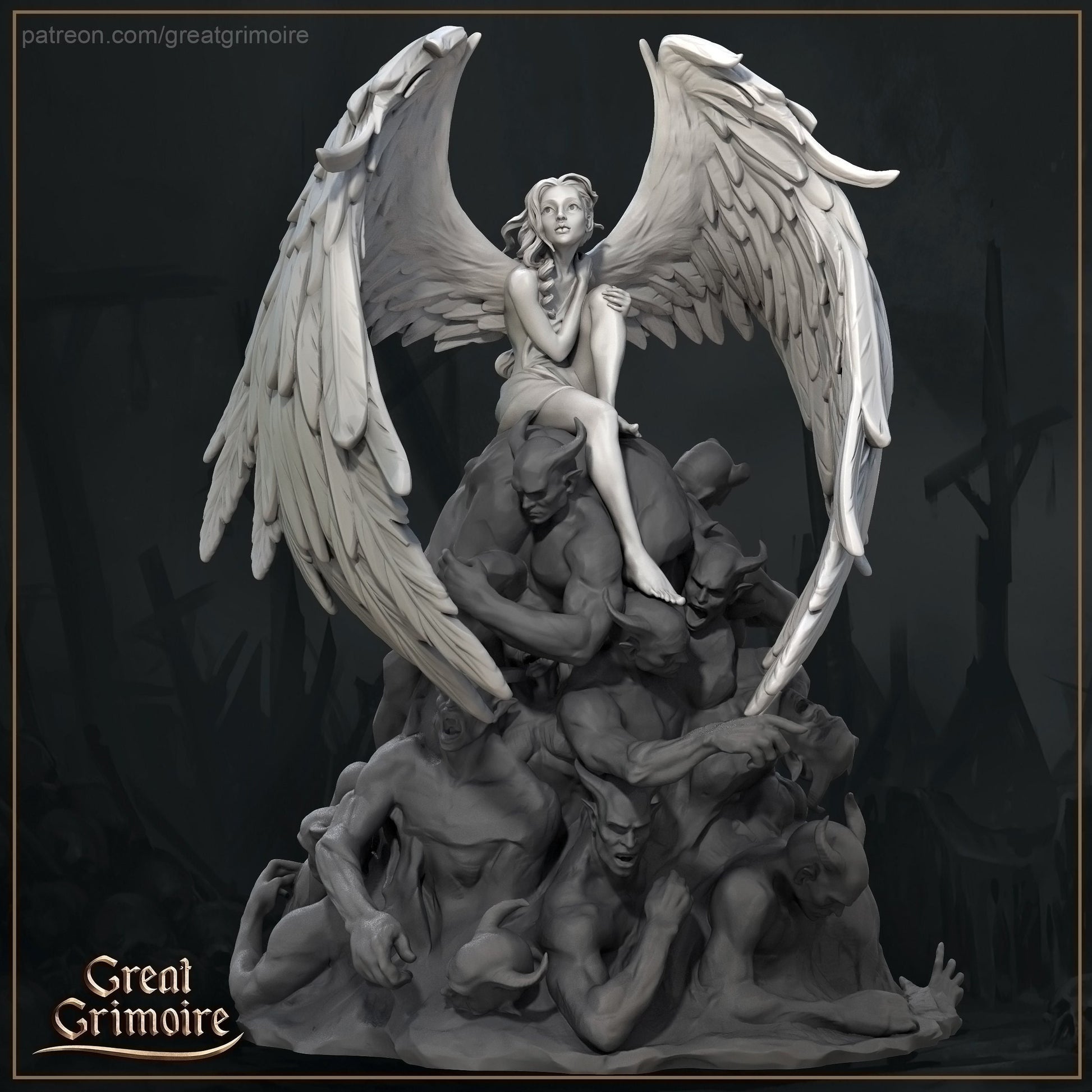 Children of Light and Dark Painted Model - Great Grimoire Printed Miniature | Dungeons & Dragons | Pathfinder | Tabletop