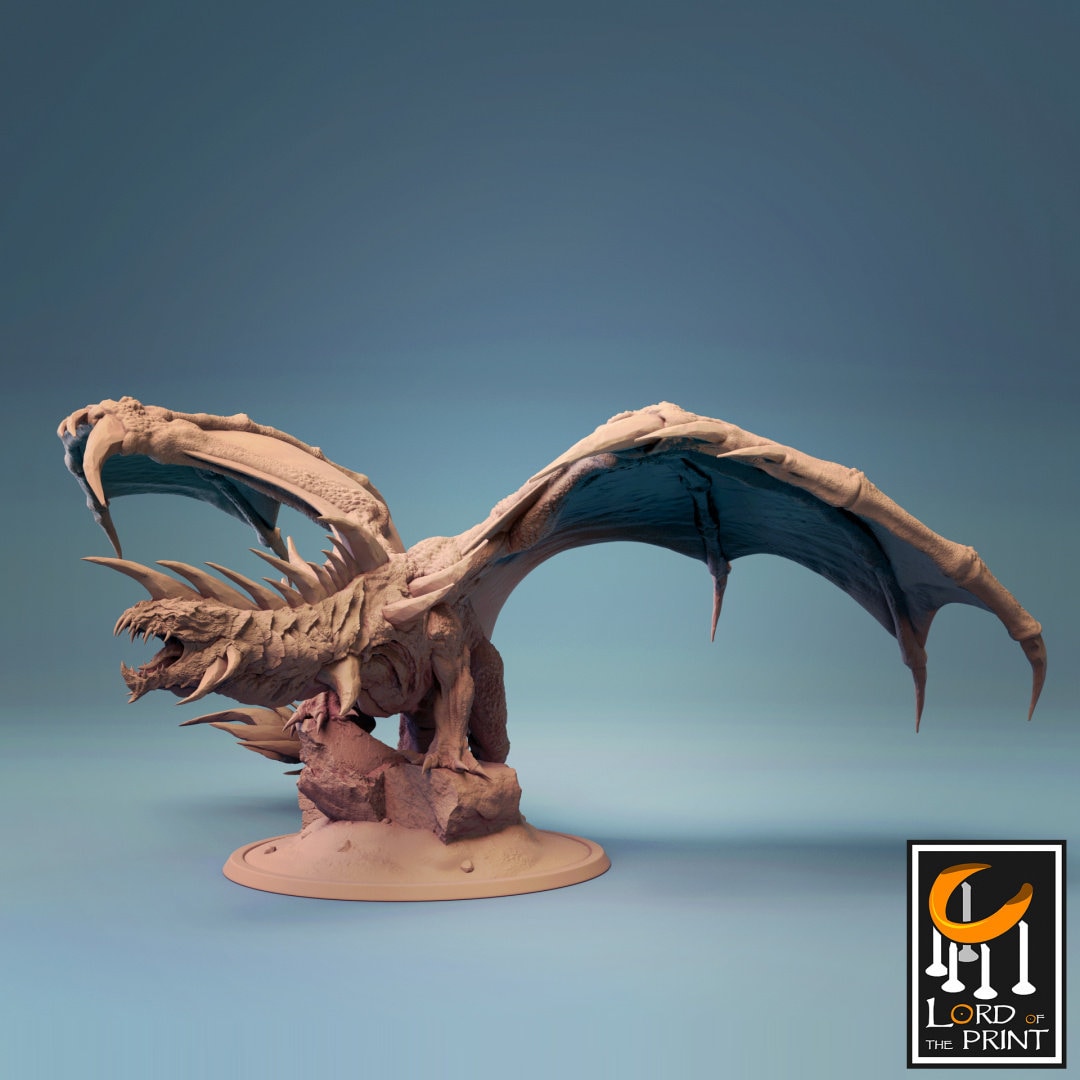 Young Crystal Dragon - Lord of the Print Miniature | Dungeons & Dragons | Pathfinder | Tabletop