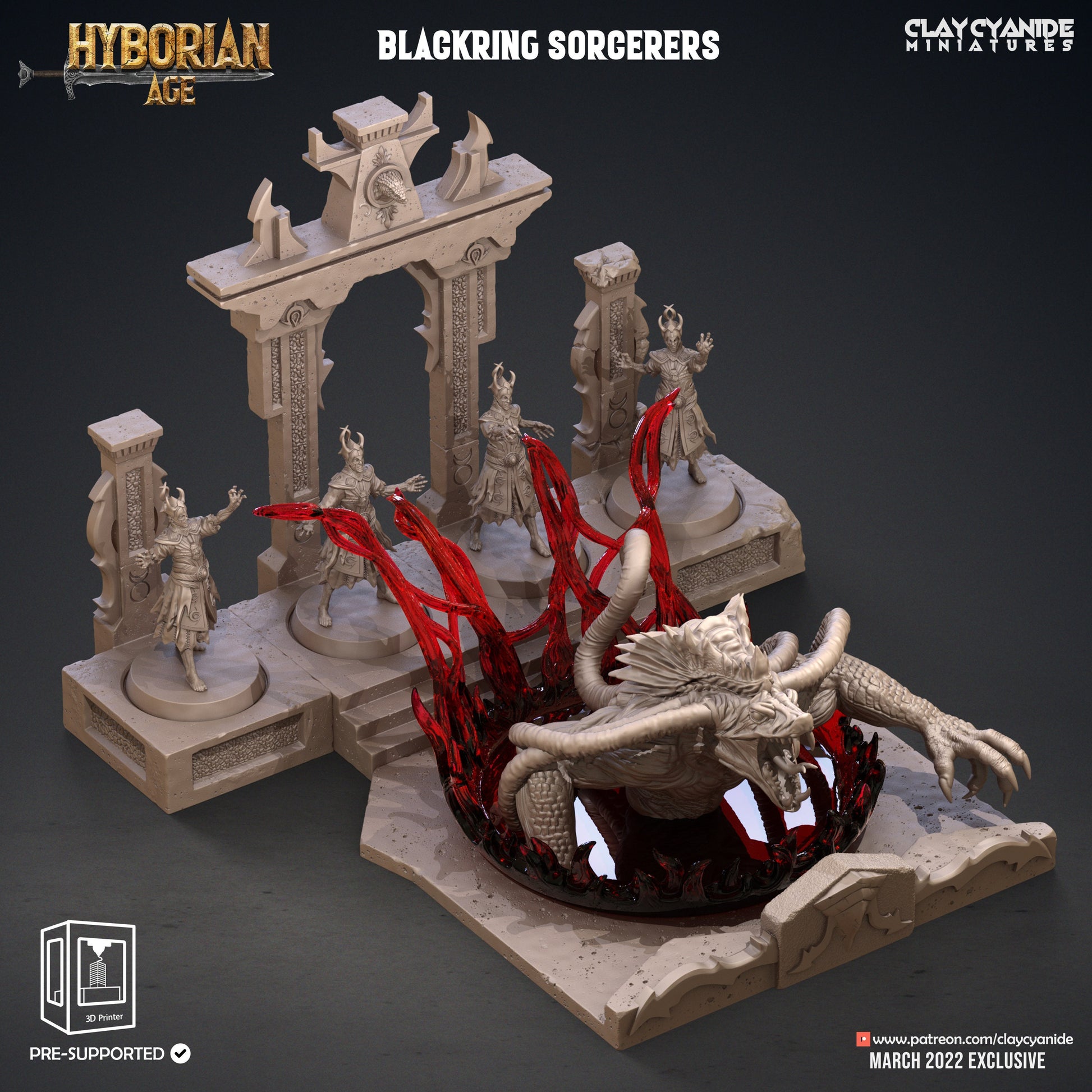 Black Ring Sorcerers - Clay Cyanide Printed Miniature | Dungeons & Dragons | Pathfinder | Tabletop